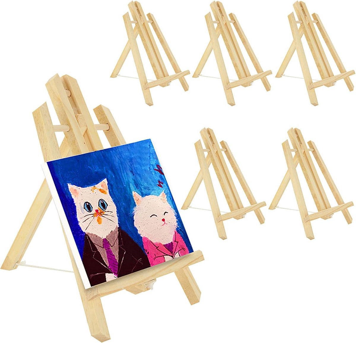 Stunq® Houten Schildersezels Set - 6 Stuks | Multifunctioneel Ontwerp voor Kunstenaars en Hobbyisten